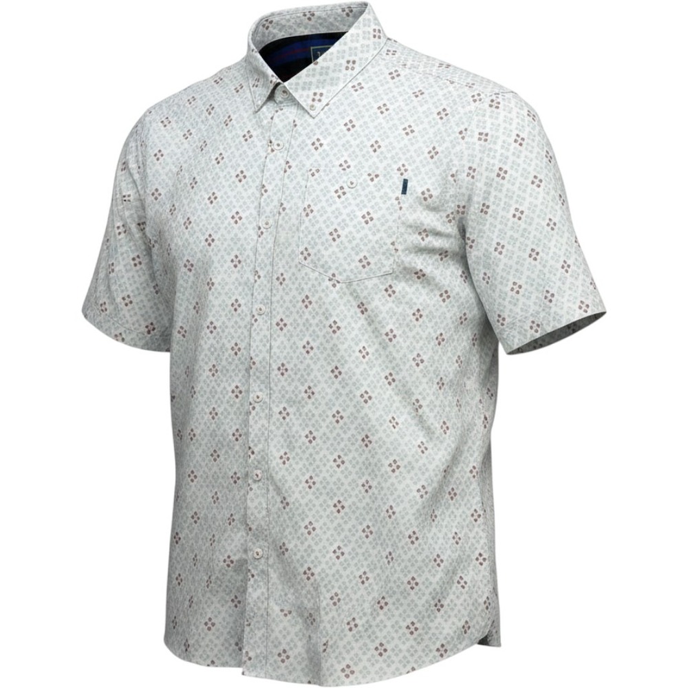 William Murray Button Shirt Mens XXL White Geometric Stretch Golf Short Sleeve